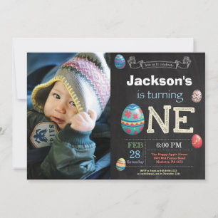 Easter birthday Boy Easter Egg first 1st bday Invitation