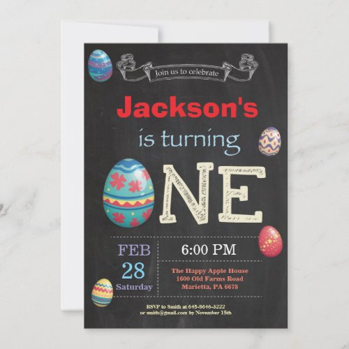 Easter birthday Boy Easter Egg first 1st bday Invitation