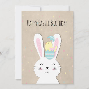 Easter birthday cute bunny and eggs
