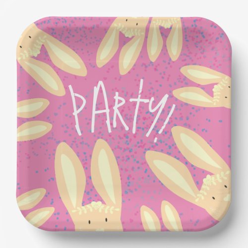 Easter Birthday Fun Bunny Pastel Pink Dots Party  Paper Plates