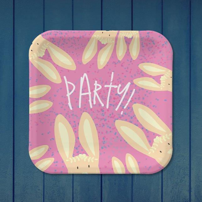 Easter Birthday Fun Bunny Pastel Pink Dots Party  Paper Plates (Creator Uploaded)