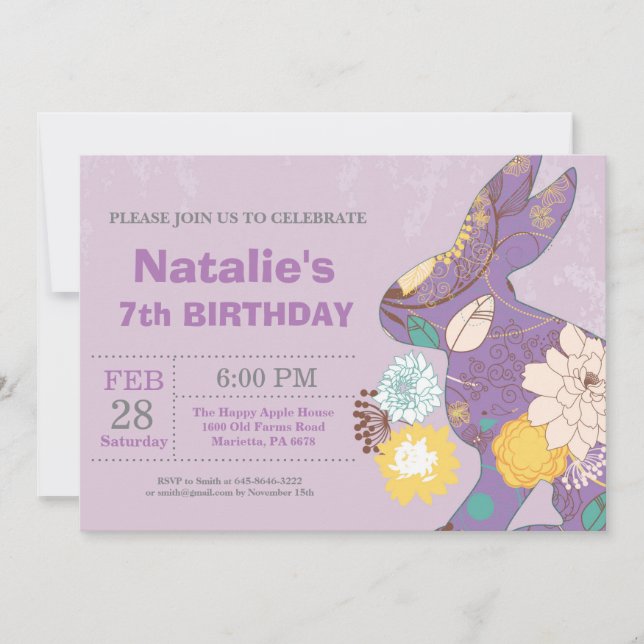 Easter birthday Girl Easter Egg Birthday Rabbit Invitation (Front)