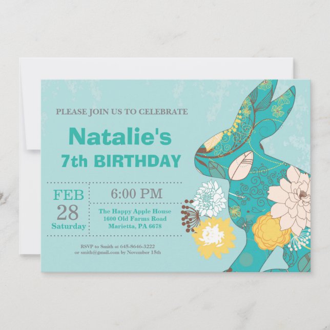 Easter birthday Girl Easter Egg Birthday Rabbit Invitation (Front)