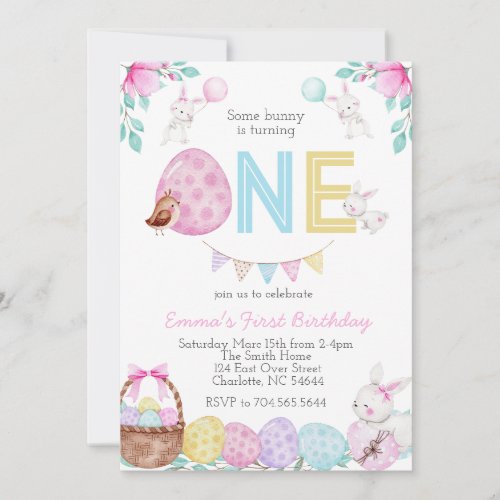 Easter birthday invitation, Bunny birthday