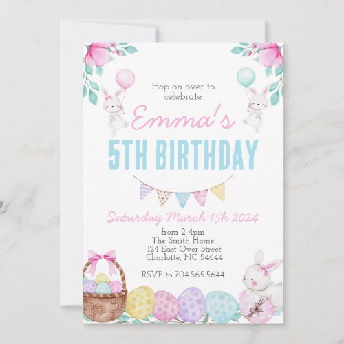 Easter birthday invitation, Bunny birthday