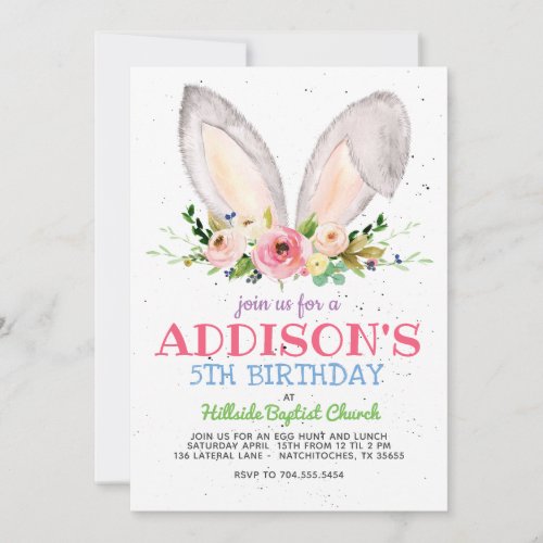 Easter Birthday Invitation Easter Bunny Birthday Invitation