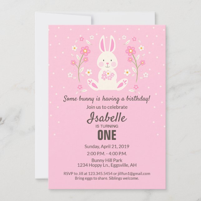 Easter Birthday Invitation for First year (Front)