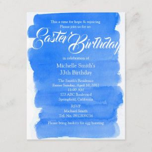 Easter Birthday Watercolor Wash Effect Invitation