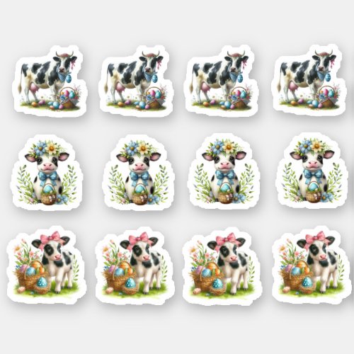 Easter Black and White Cows Sticker