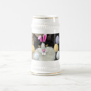 Easter Black and White Kitty Cat Beer Stein