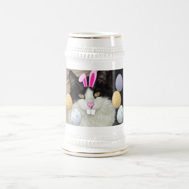Easter Black and White Kitty Cat Beer Stein (Center)