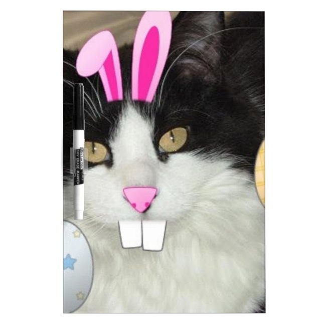 Easter Black and White Kitty Cat Dry-Erase Board (Front)