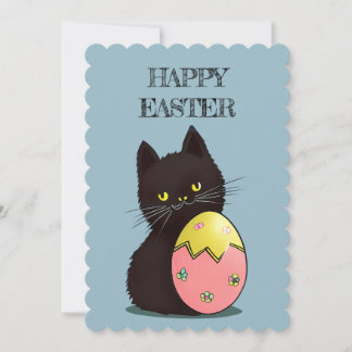Easter black cat flat holiday card