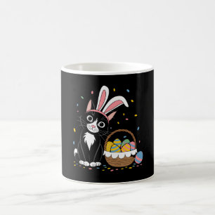 Easter Black Cat Tuxedo Rabbit Bunny Ears Eggs Coffee Mug