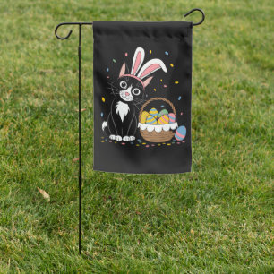 Easter Black Cat Tuxedo Rabbit Bunny Ears Eggs Garden Flag