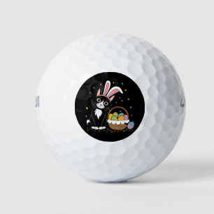 Easter Black Cat Tuxedo Rabbit Bunny Ears Eggs Golf Balls