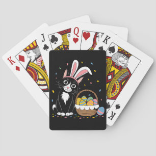 Easter Black Cat Tuxedo Rabbit Bunny Ears Eggs Poker Cards