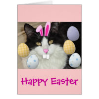 Easter Black & White Cat Card