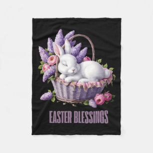 Easter blessing bunny flower basket delight fleece blanket