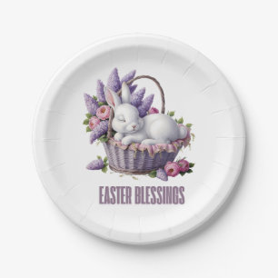 Easter Blessing – Bunny & Flower Basket Delight Paper Plates