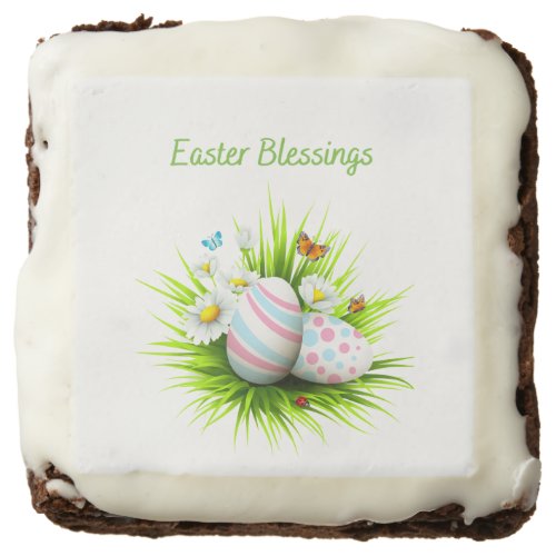 Easter Blessing Easter Egg Floral and Butterflies Brownie