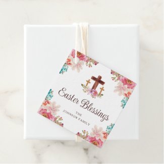 Easter Blessing Floral Watercolor Cross 