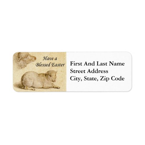 Easter Blessing Holbein Resting Lamb Art Label