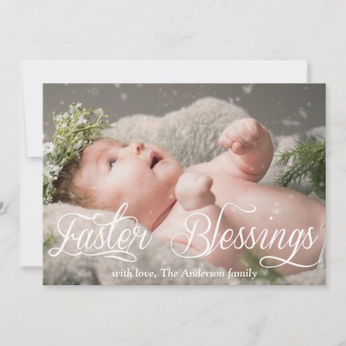 Easter Blessings Baby Kids Family Photo Card