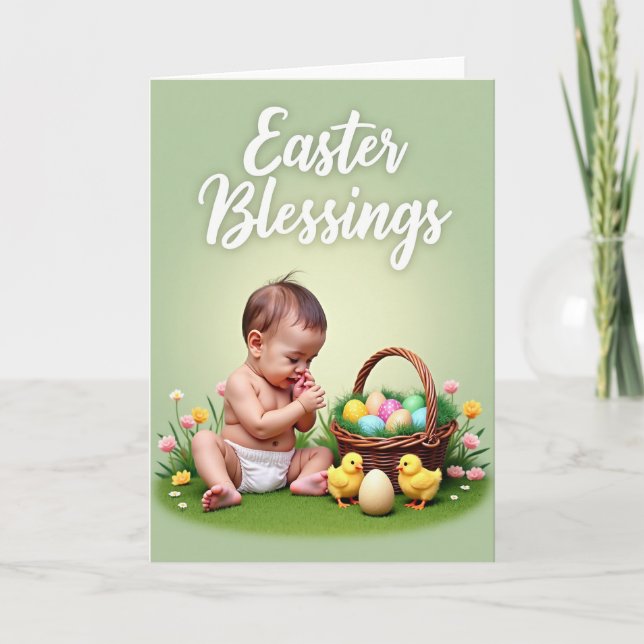Easter Blessings Baby Spring Card (Front)