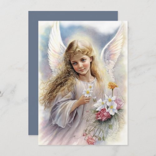 Easter Blessings Beautiful Little Angel Religious Holiday Card