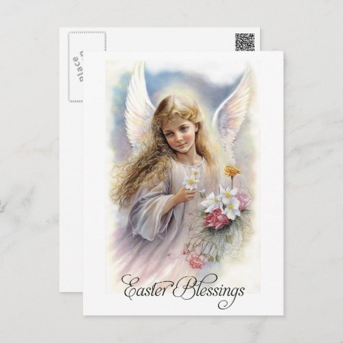 Easter Blessings Beautiful Little Angel Religious Holiday Postcard