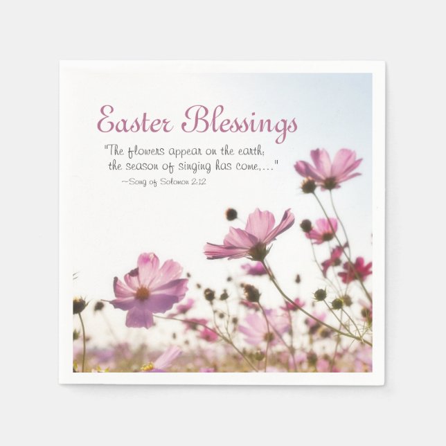 Easter Blessings Bible Verse "The flowers appear" Napkins (Front)