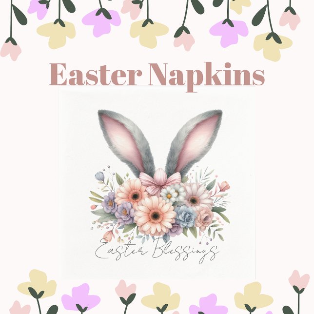 Easter Blessings Brunch Cute Bunny Ears White Napkins (Creator Uploaded)