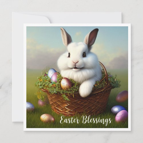 Easter Blessings Bunny Rabbit Holiday Card