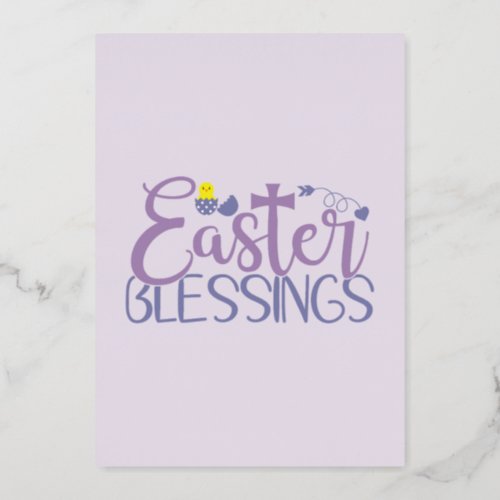 Easter Blessings Calligraphy Quote Happy Easter  Foil Holiday Card
