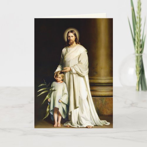Easter Blessings Christ and Child Fine Art  Holiday Card