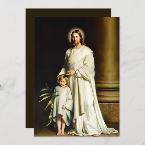Easter Blessings Christ and Child Fine Art   Holiday Card
