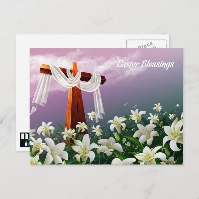 Easter Blessings. Christian Religious  Holiday Postcard (Front/Back)