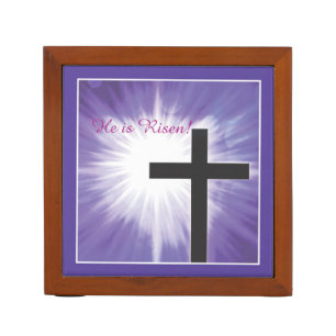 Easter Blessings Cross Starburst on Purple, Risen Pencil Holder