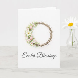 Easter Blessings Crown of Thorns Floral Christian Card