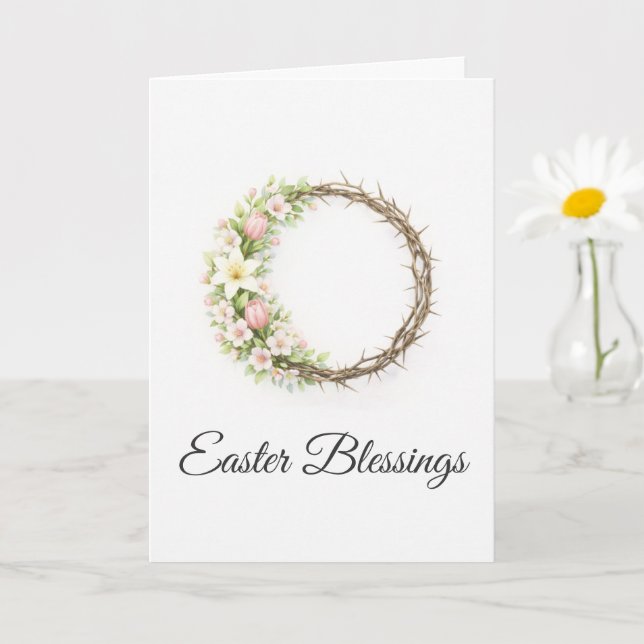 Easter Blessings Crown of Thorns Floral Christian  Card (Small Plant)