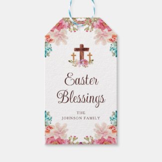 Easter Blessings Elegant Floral Cross