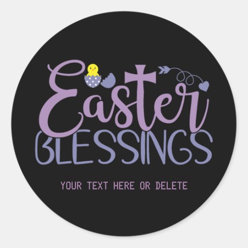 Easter Blessings elegant typography Classic Round Sticker