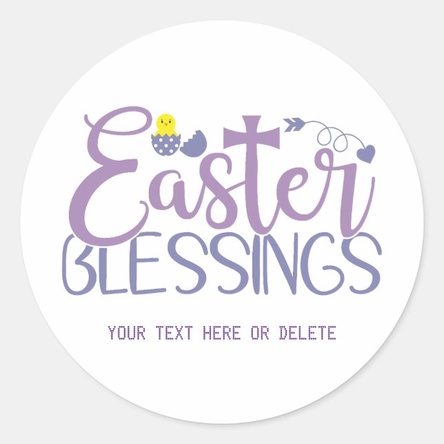 Easter Blessings, elegant typography Classic Round Sticker (Front)