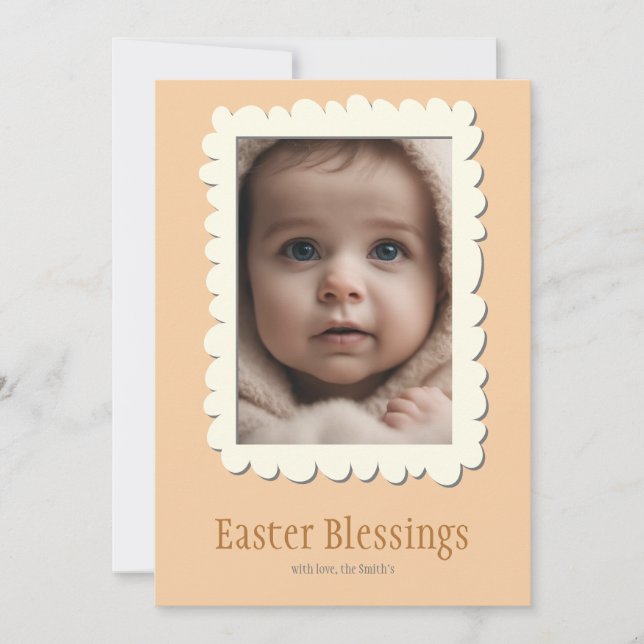 Easter Blessings First Easter Photo Holiday Card (Front)