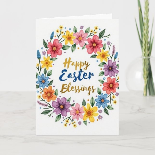 Easter Blessings Floral Card (Front)