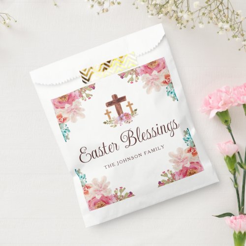 Easter Blessings Floral Cross  Favor Bag