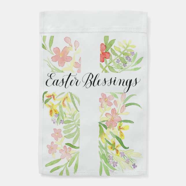 Easter Blessings Floral Garden Flag  (Back)