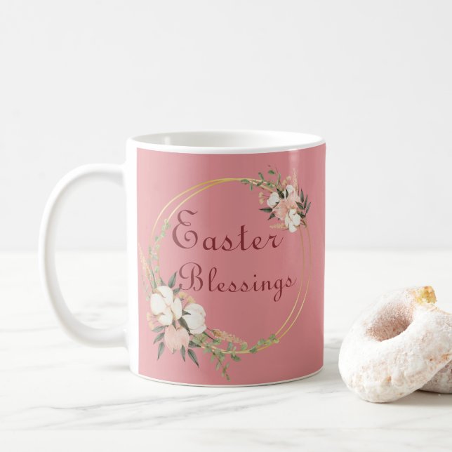 Easter Blessings Floral Mug Cup (With Donut)