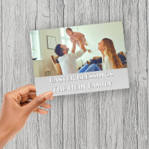 Easter Blessings Full Bleed Family Photo Neutral 